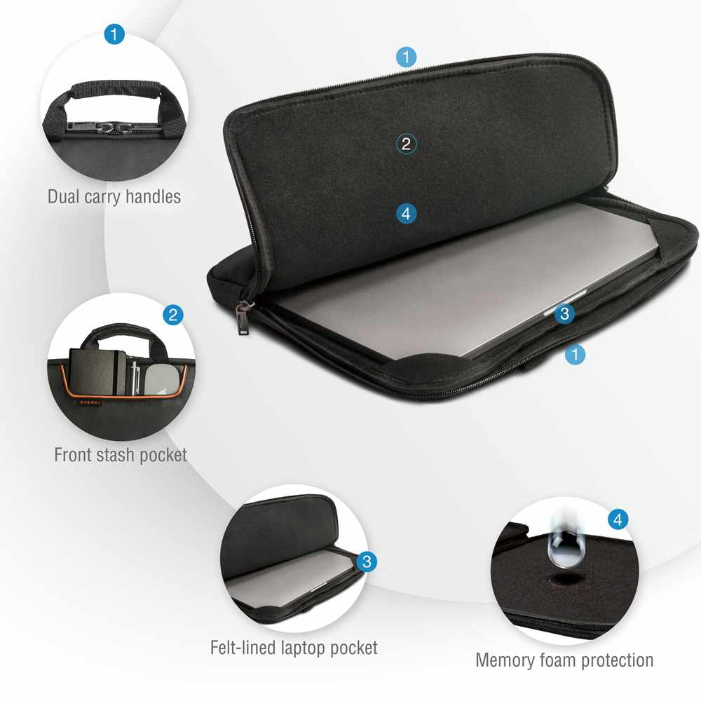 EKF808S13B ContemPRO Laptop Sleeve w/Memory Foam up to 13.3-Inch Black
