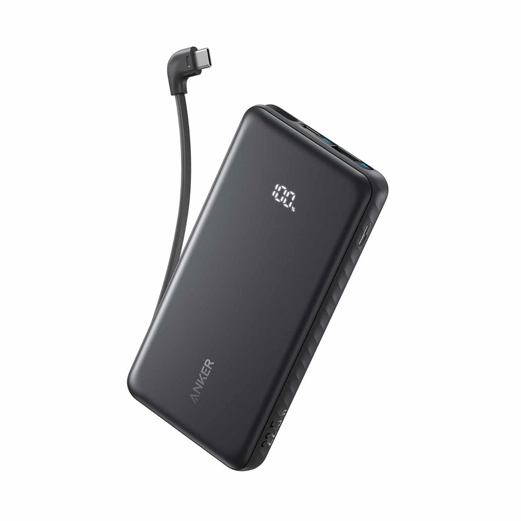 Anker Zolo Power Bank 10.000 mAh 22.5W Black with Built In USB-C Cable - GekkoTech