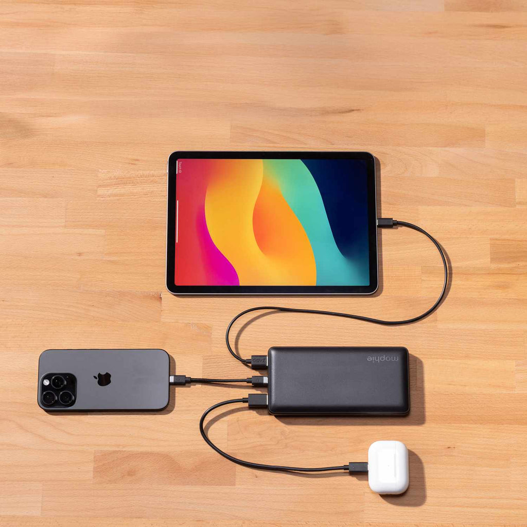 mophie Power Boost Pro Power Bank 20000mAh USB-C and dual USB-A port with C-C Cable Black