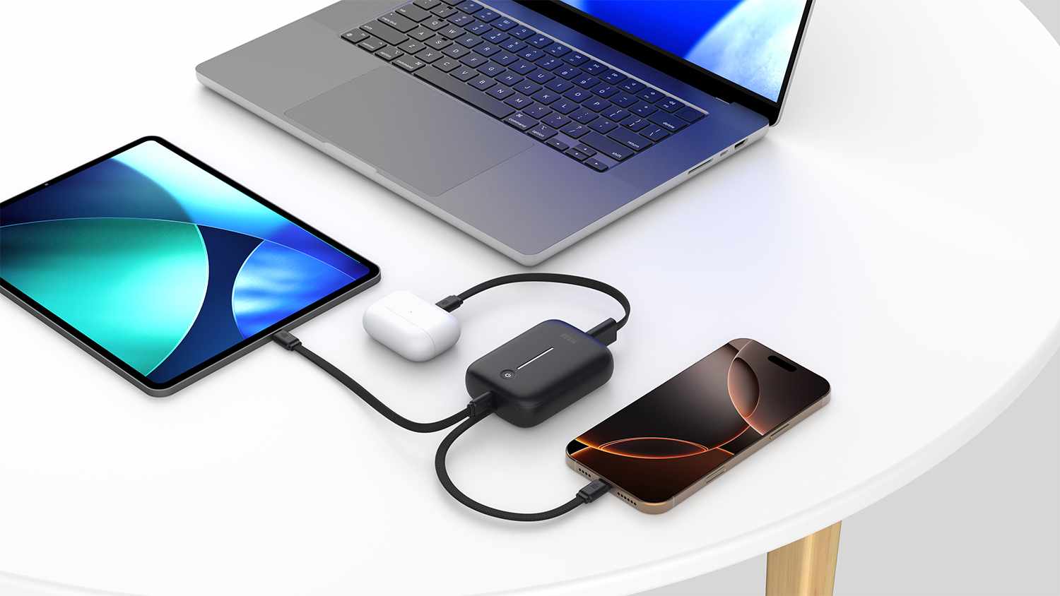 Blu Element PowerFlex 10K mAh 20W PD Power Bank with Built-In USB-C Cable Black