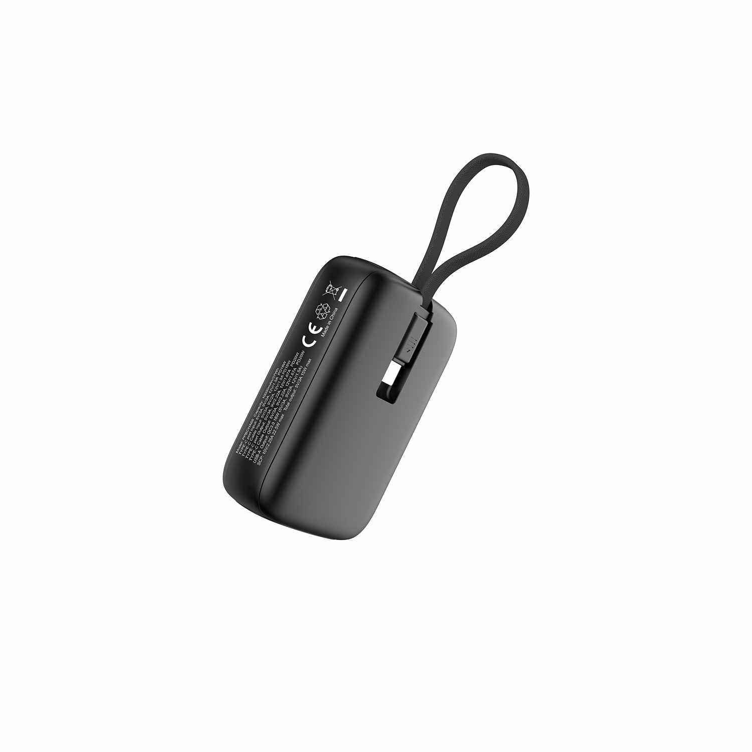 Blu Element PowerFlex 10K mAh 20W PD Power Bank with Built-In USB-C Cable Black