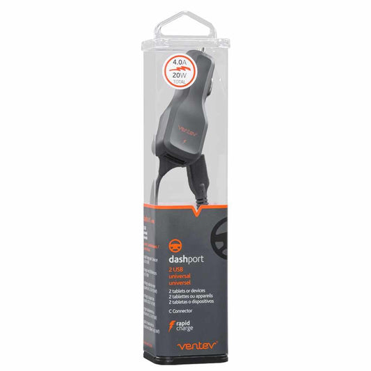 R2400TYPCVNV Car Charger USB-C 4A w/Extra USB Cable Black