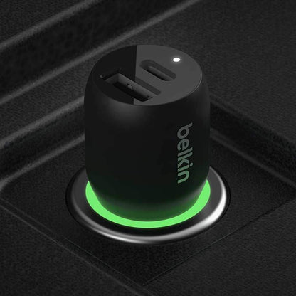 CCB004btBK 37W Dual USB-C/USB-A Power Delivery PPS Car Charger Black
