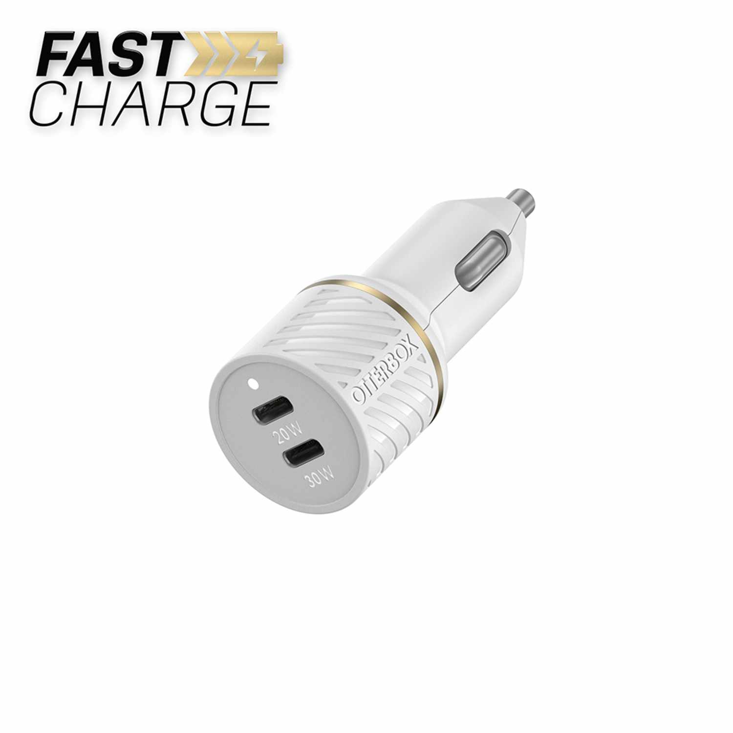 OtterBox Premium Car Charger 50W PD/PPS 2-Port USB-C White