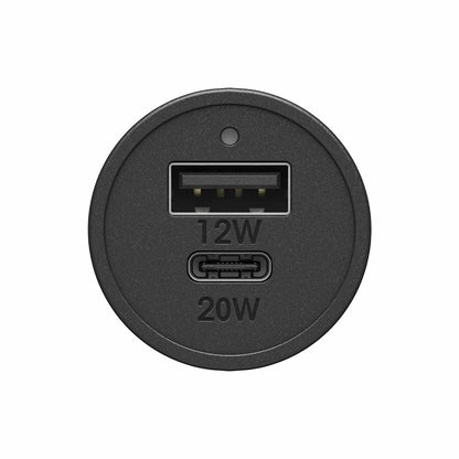 7880703 Dual Fast Car Charger USB-C 20W PD and USB-A 12W Black
