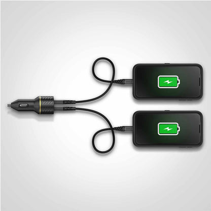7880703 Dual Fast Car Charger USB-C 20W PD and USB-A 12W Black