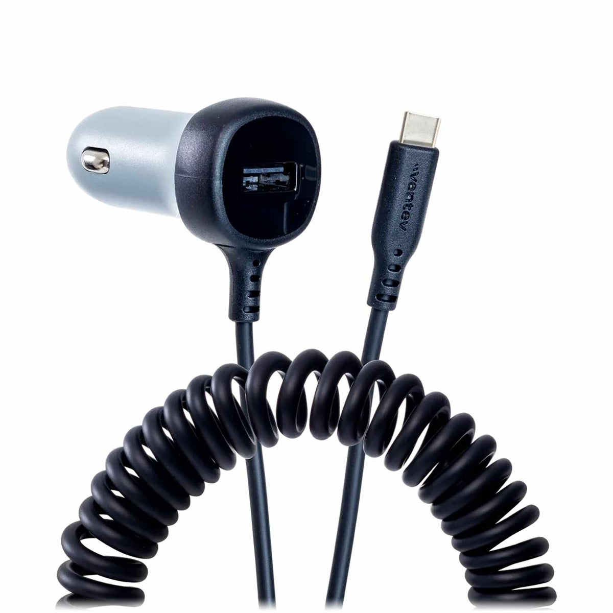 Ventev Car Charger 27W USB-C Black with USB Cable Black
