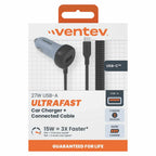 Ventev Car Charger 27W USB-C Black with USB Cable Black
