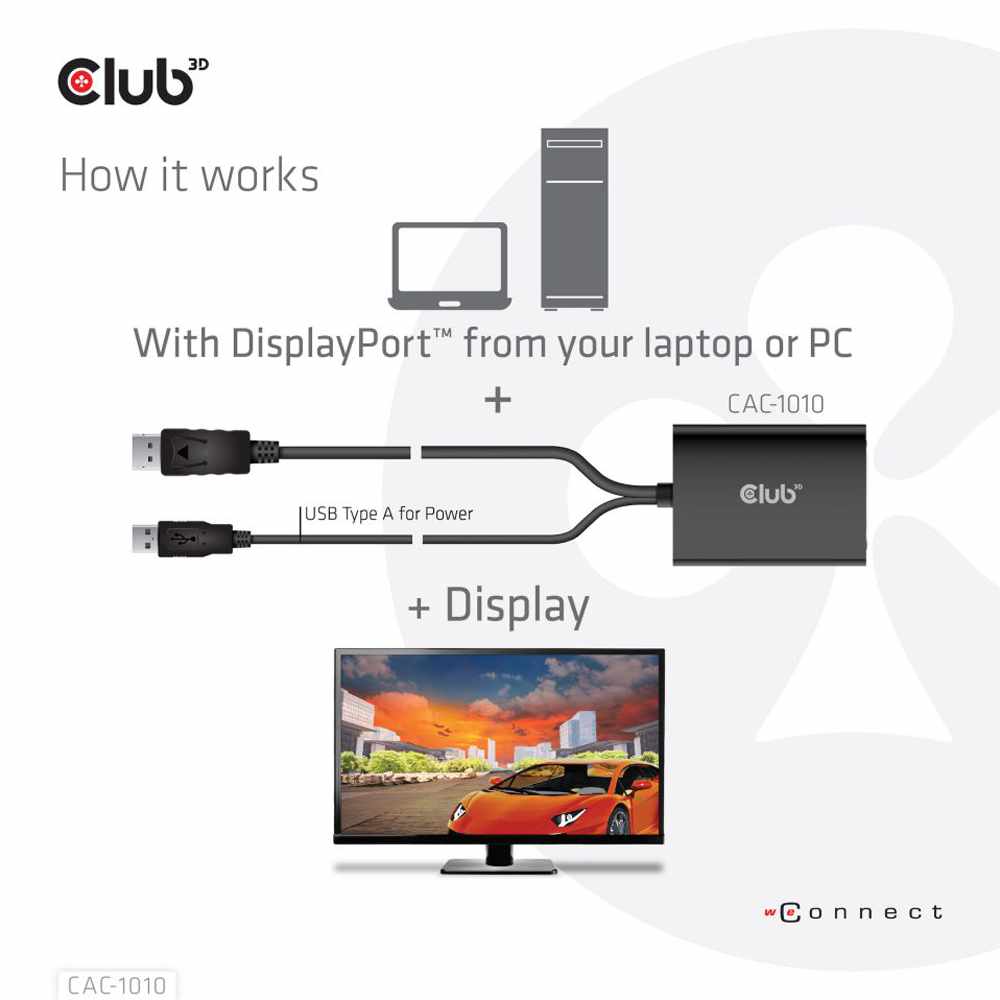CAC1010 DisplayPort to Dual Link DVI-I Dual Link Active Adapter MAX RES 4K30HZ Black