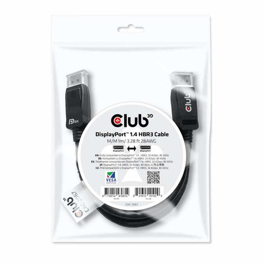CAC2067 DisplayPort 1.4 HBR3 Cable M/M 1m/3.28ft Black