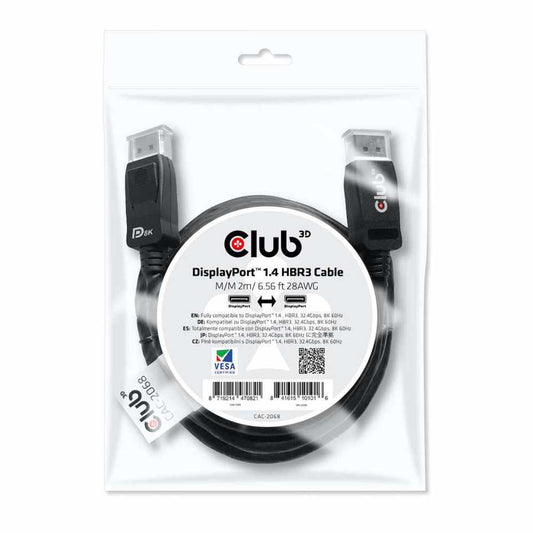 CAC2068 DisplayPort 1.4 HBR3 Cable M/M 2 m/6.56ft Black