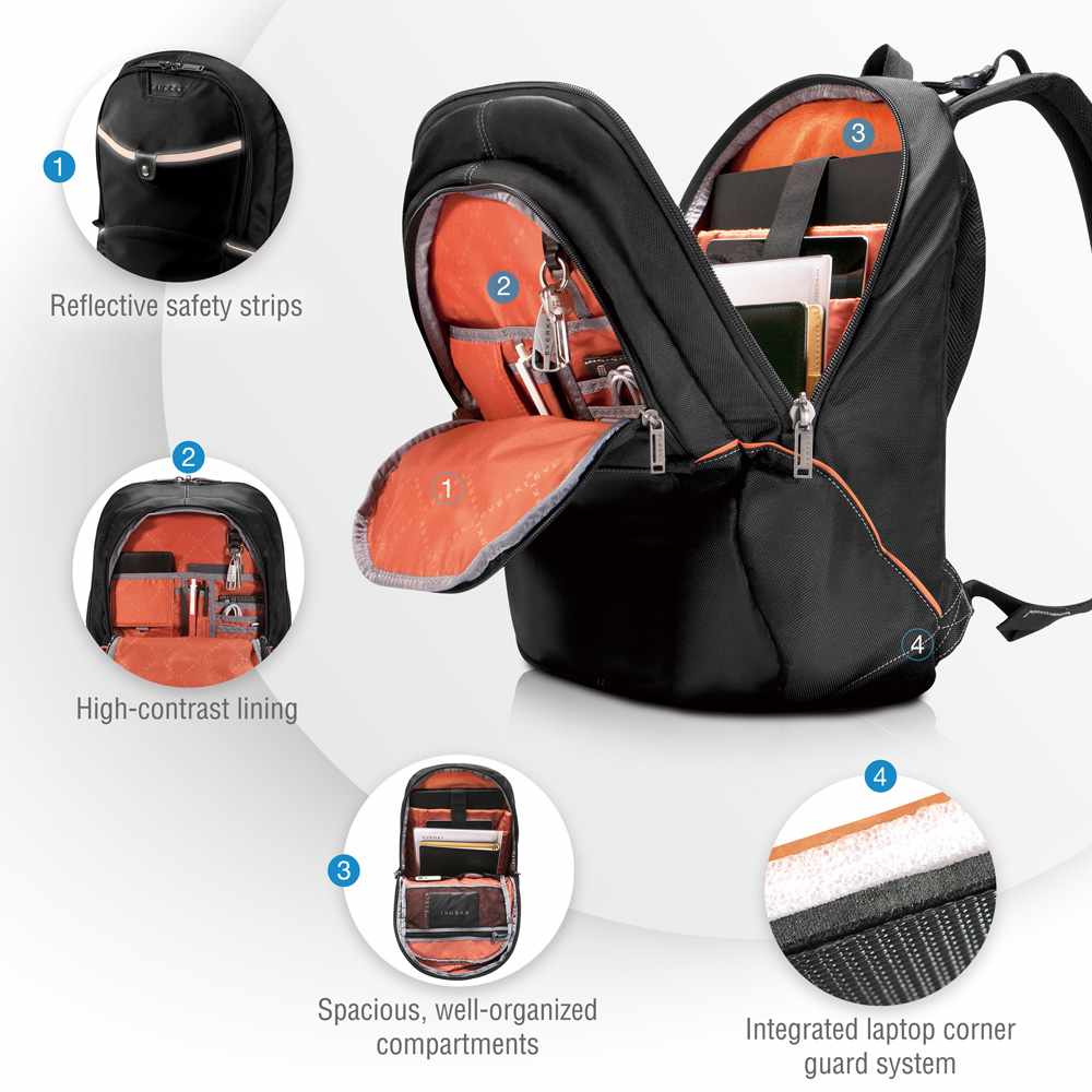 Everki Glide Compact Laptop Backpack up to 17.3 inch Black - GekkoTech