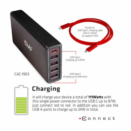 CSV1564W100 USB 3.2 Gen1 Type-C Triple Display PD Charging Dock Black