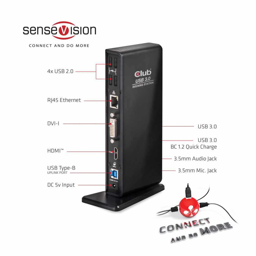 CSV3242HD USB 3.2 Gen 1 Dual Display 1200p Docking Station Black