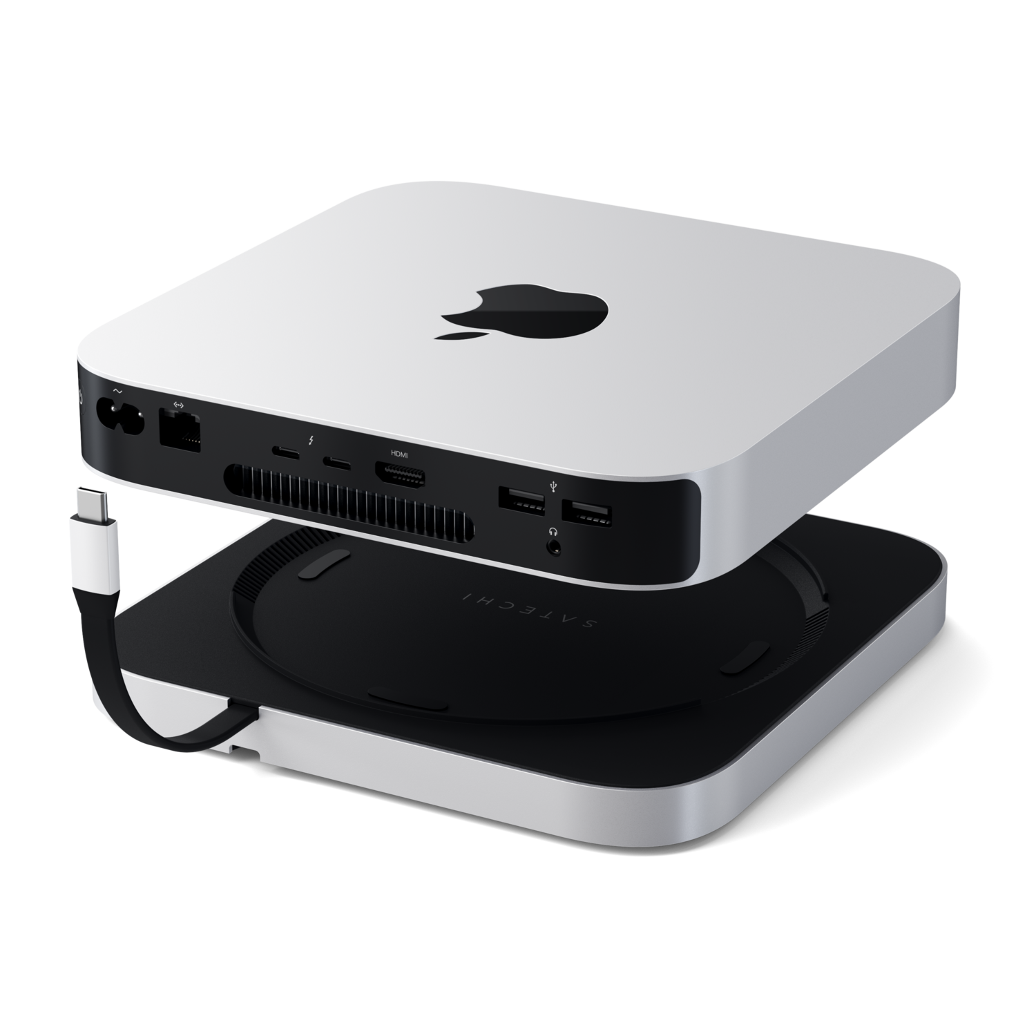 Satechi Stand & Hub For Mac Mini/Studio With NVMe SSD Enclosure Silver