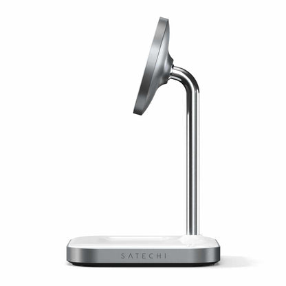 STWMCS2M Aluminum 2-in-1 Magnetic Qi Wireless Charging Stand Space Gray
