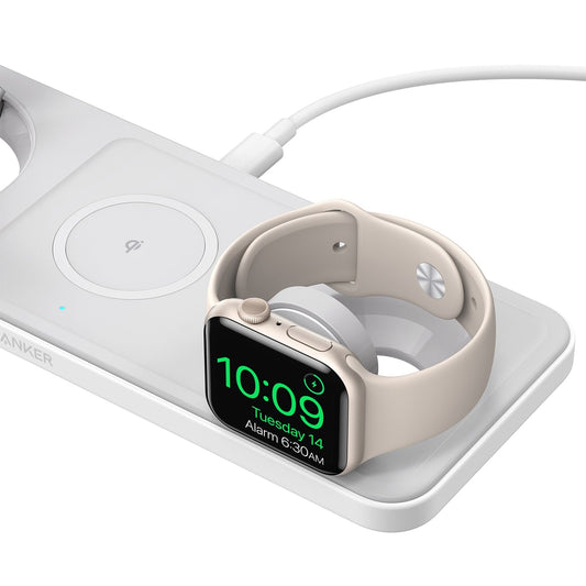 B25M11215 MagGo Qi2 3-in-1 Pad 15W Wireless Charging Station White
