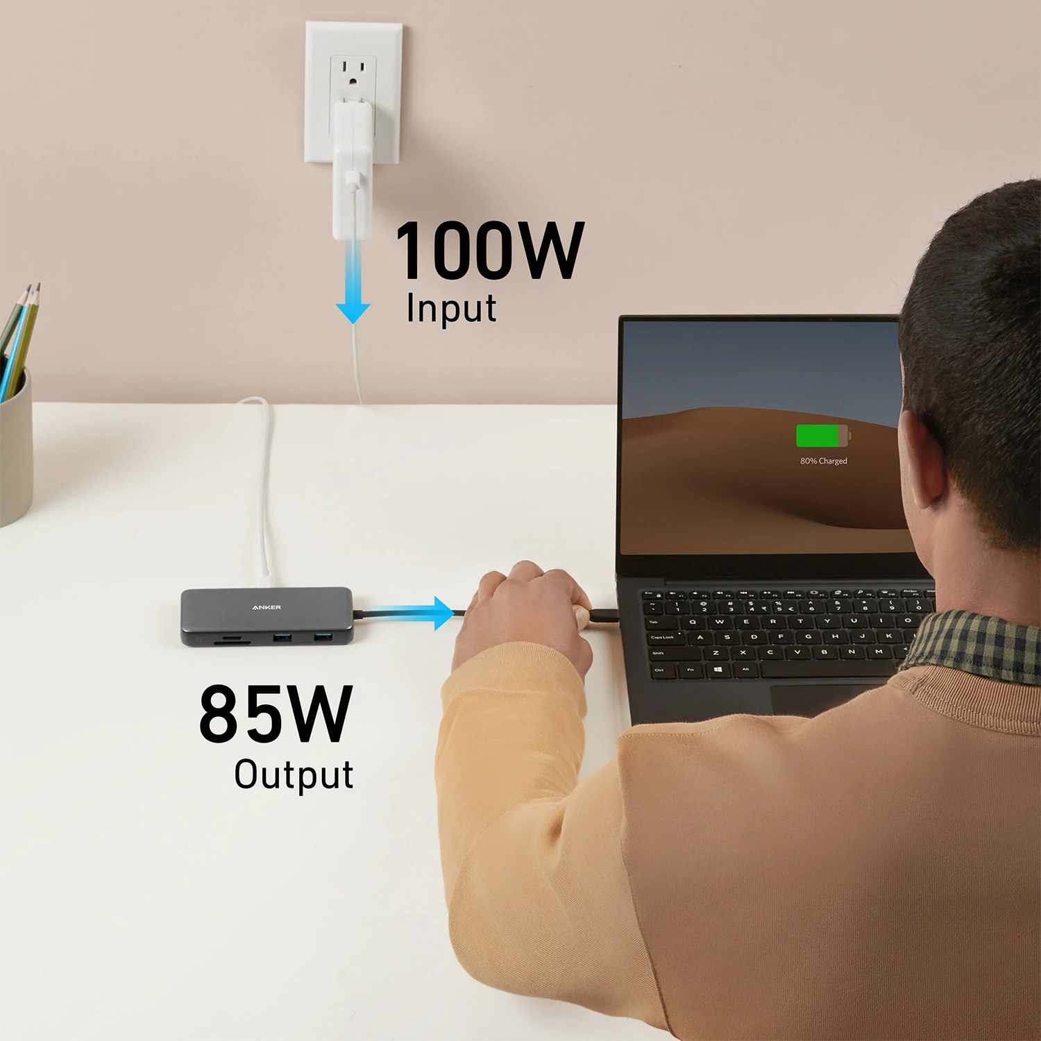 Anker 8-in-1 Multiport Ethernet Adapter with 4K 60Hz HDMI Port/85W PD 10Gbps USB-C and 2-A Data Ports/microSD SD Card Reader Gray