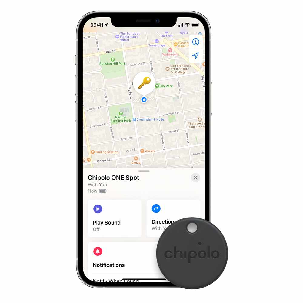 Chipolo One Spot 4 Pack Bluetooth Item Finder (Works with the Apple Find My Network) Almost Black