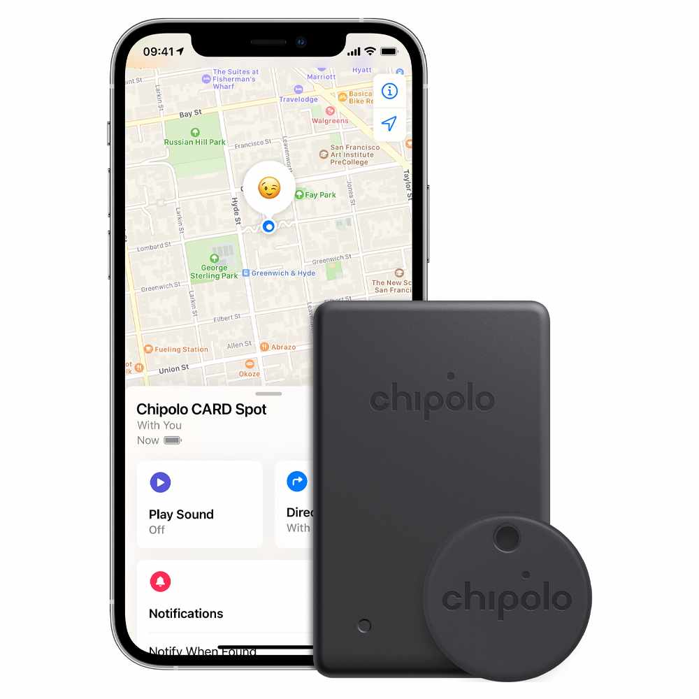 Chipolo Spot BUNDLE (Works with the Apple Find My Network) (Card Spot and One Spot) Black