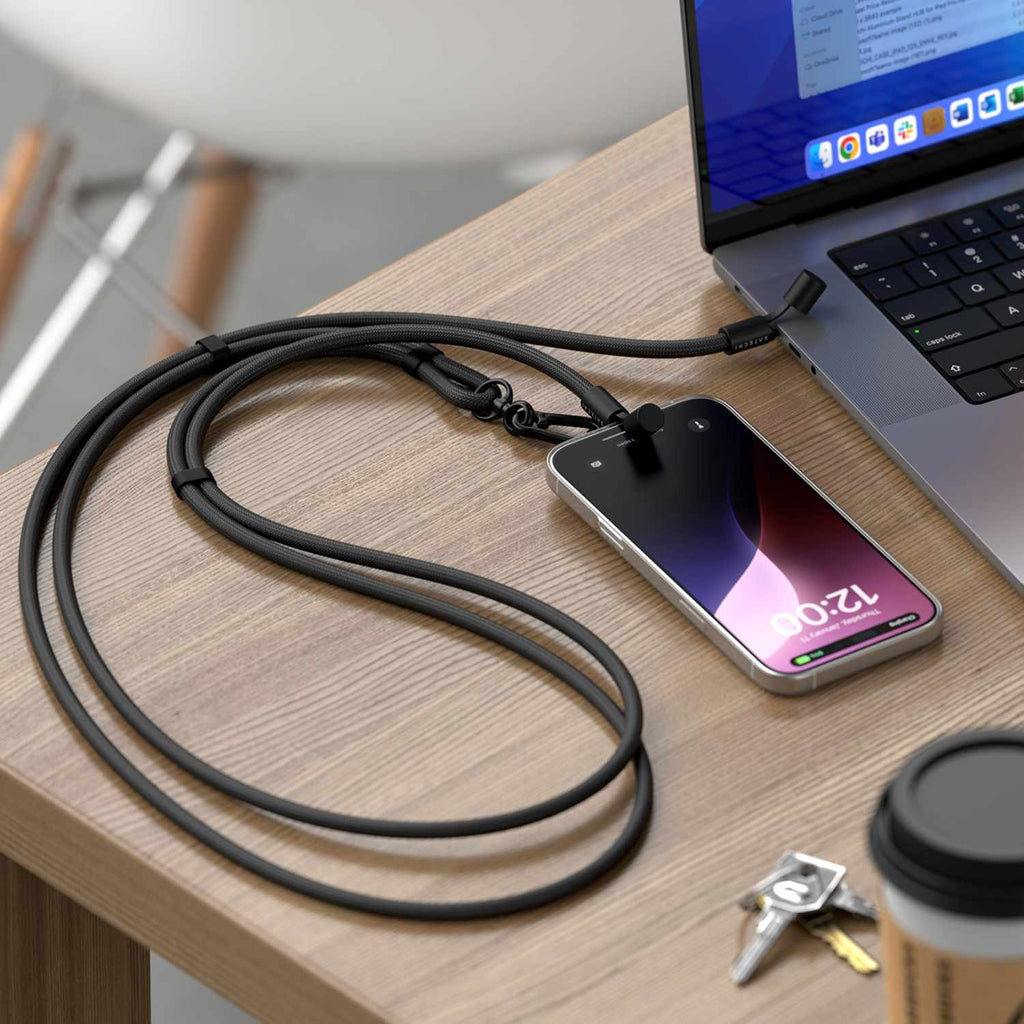 Satechi OntheGo Crossbody Lanyard USB-C Cable Black