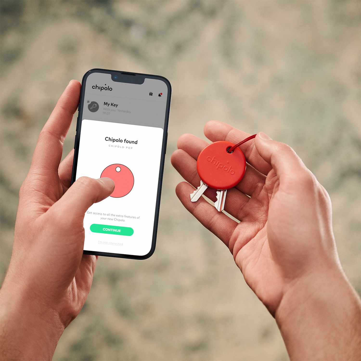 Chipolo POP Tracking Tag (Works with Google’s Find My Device or Apple Find My) Red