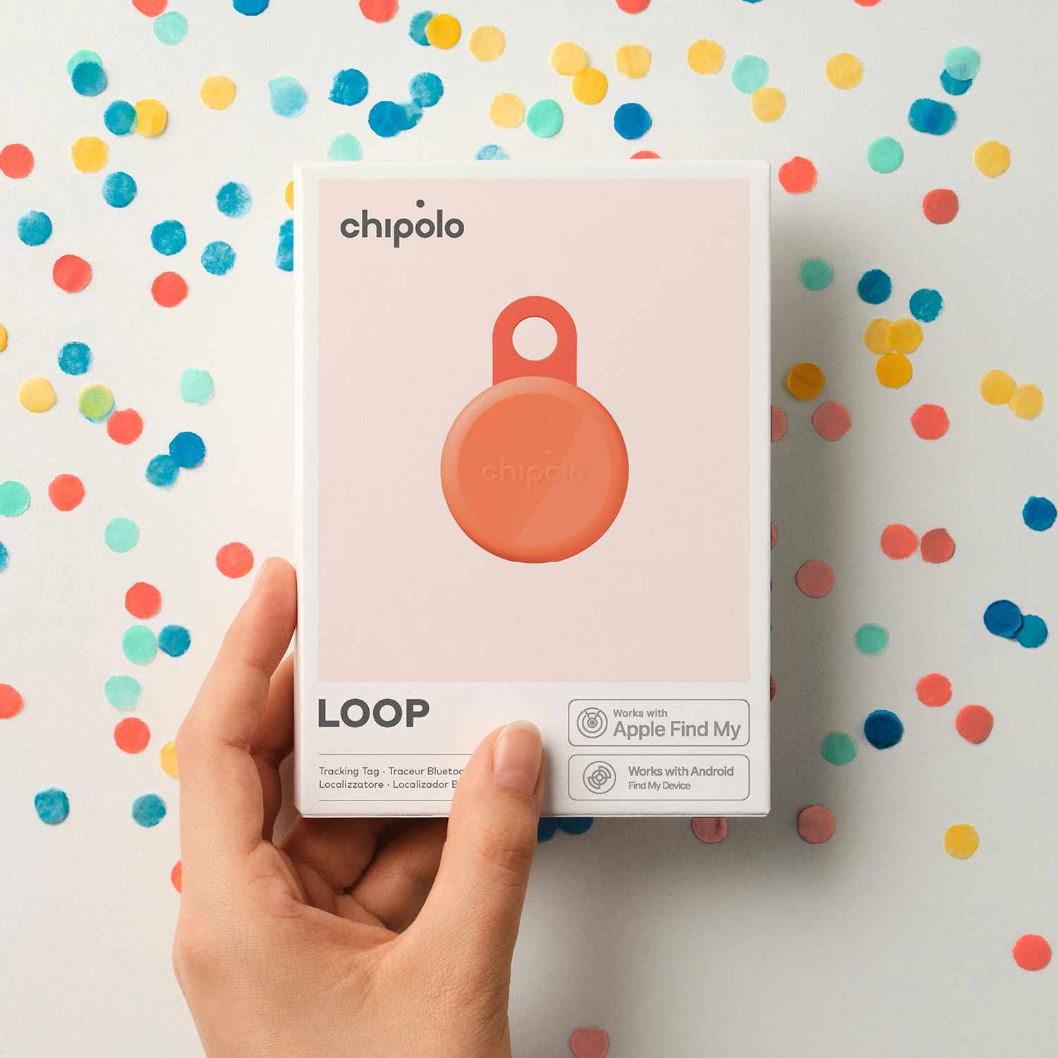 Chipolo LOOP Tracking Tag (Works with Android's Find Hub Device or Apple Find My) Coral