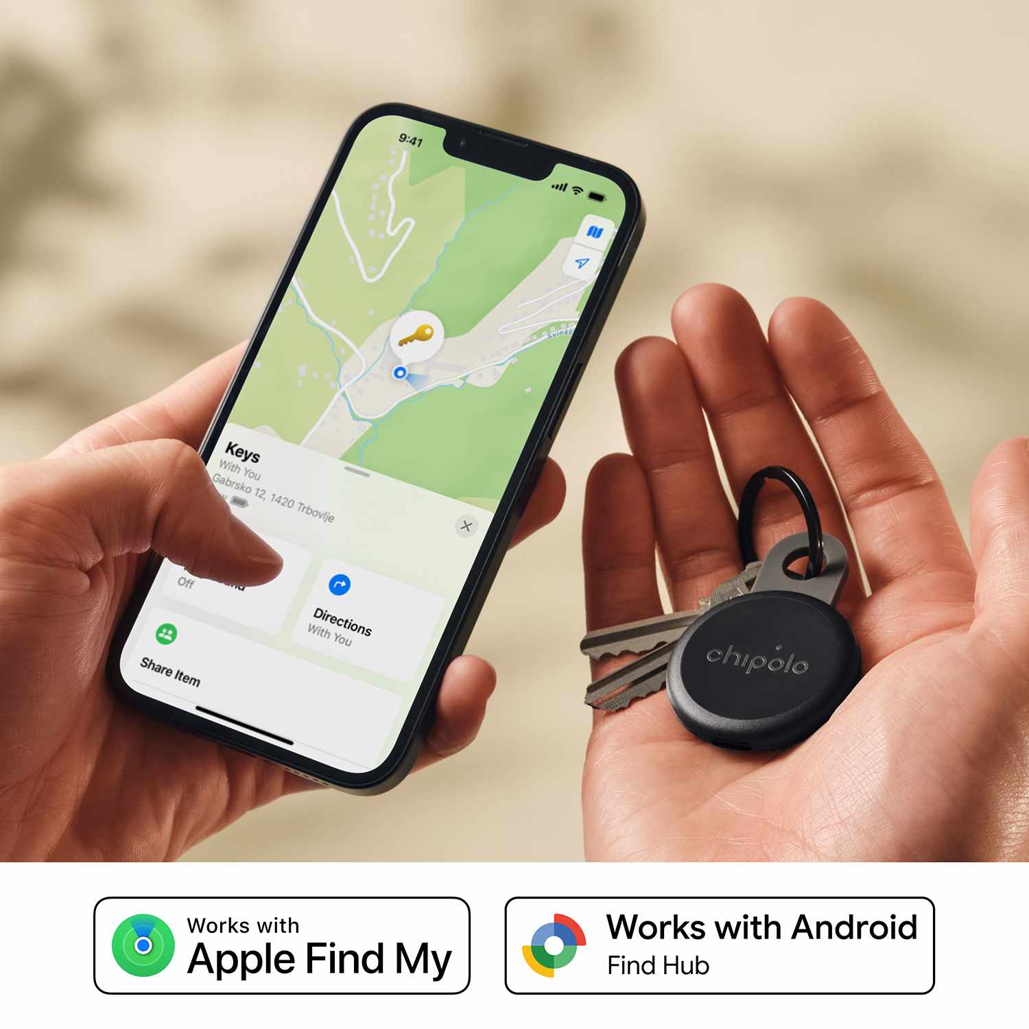 Chipolo LOOP Tracking Tag x 4 (Works with Android's Find Hub Device or Apple Find My) Charcoal