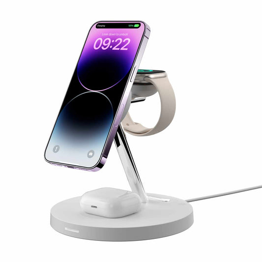 MAAIWA130WH22 MagEasy PowerStation 4-in-1 Magnetic Wireless Charging Stand White