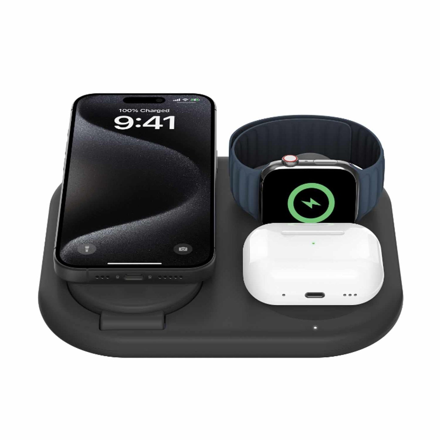 WIZ029ttBK Qi2 3-in-1 Magnetic Wireless Charging Stand Black