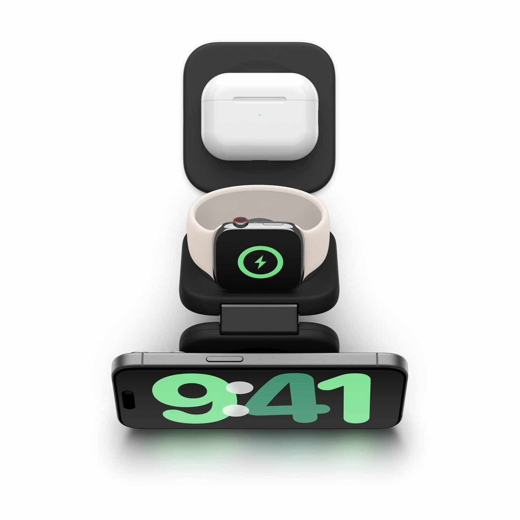 Belkin BoostCharge Pro  Qi2 3-in-1 Travel Wireless Charging Pad 15W Black