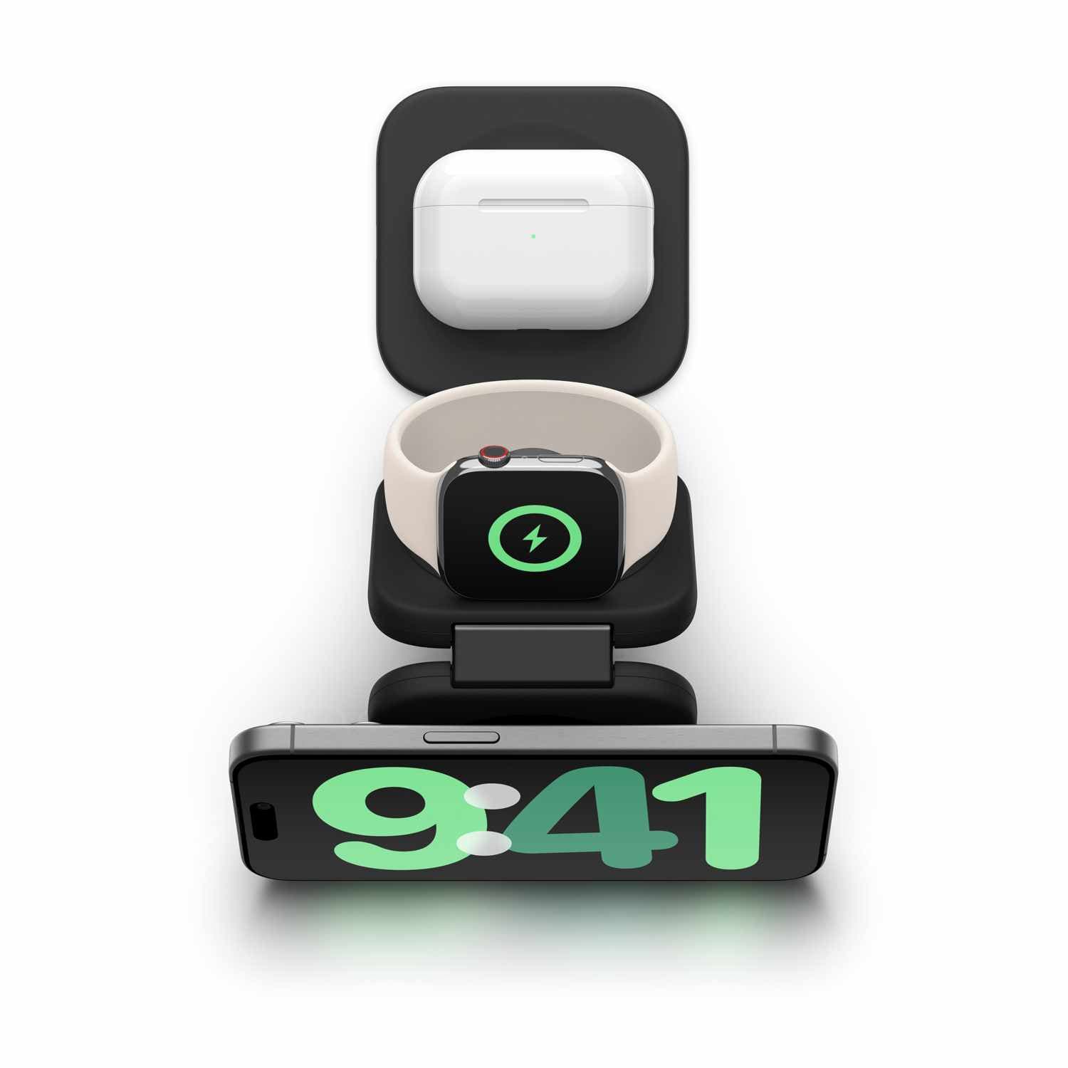 Belkin BoostCharge Pro  Qi2 3-in-1 Travel Wireless Charging Pad 15W Black