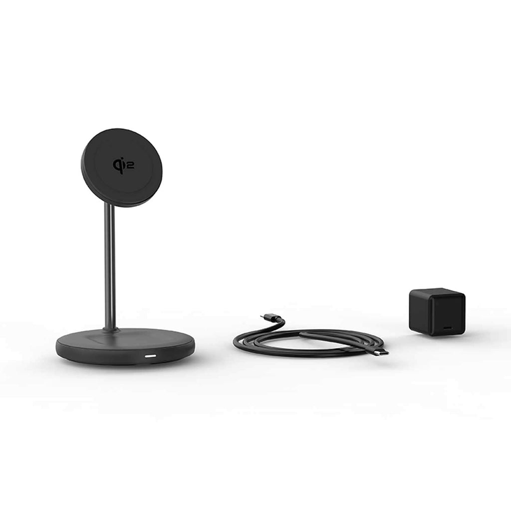 BEWCQi22in1 Qi2 2-in-1 Wireless Charging Stand 15W MagSafe-Compatible Black