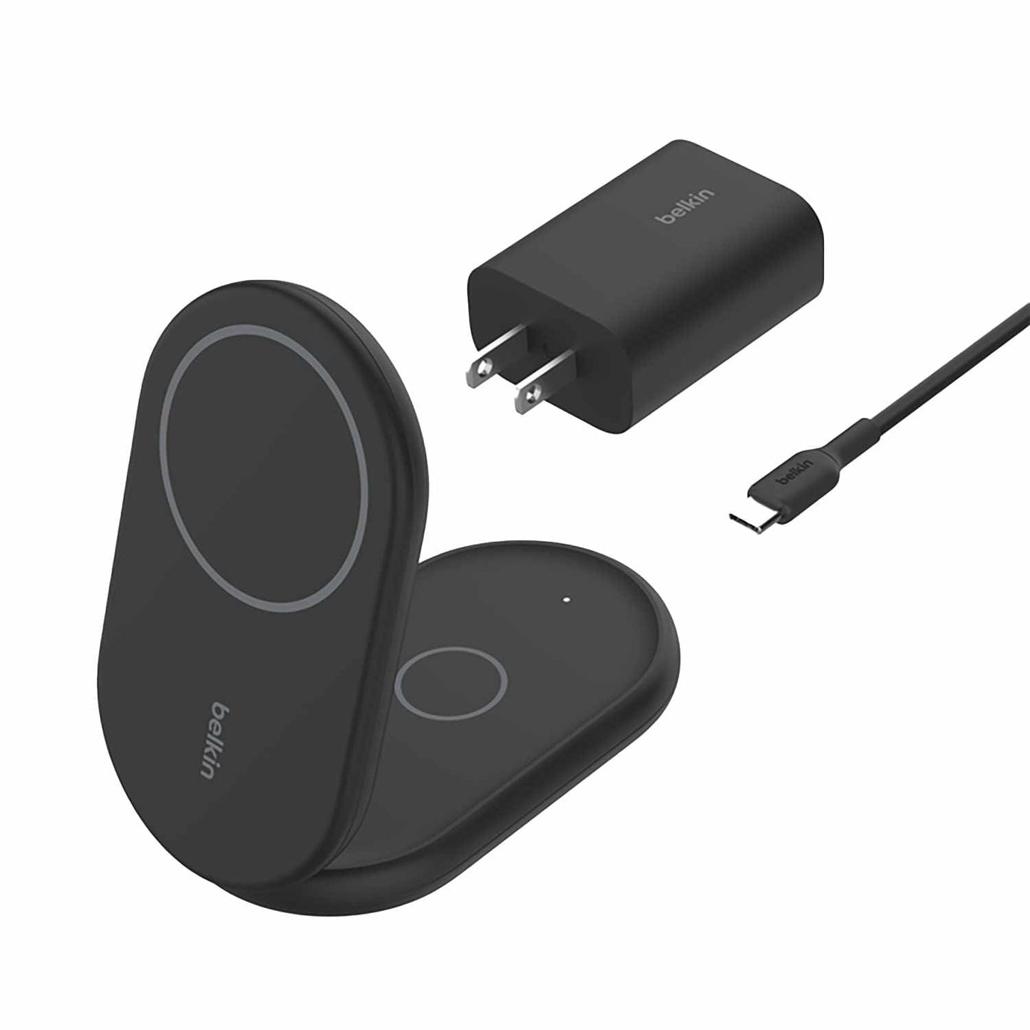 WIZ028ttBK BoostCharge 2-in-1 Magnetic Foldable Wireless Charger with Qi2 15W Black