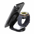 Blu Element Qi2 3-in-1 Foldable Wireless Charging Stand 15W MagSafe-Compatible Black