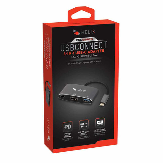 ETHHUB3 3-in-1 USB-C Adapter with USB-A HDMI and USB-C Ports Black