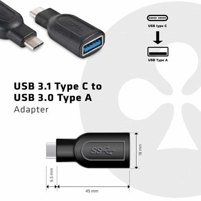 CAA1521 USB-C 3.1 Gen 1 Male to USB 3.1 Gen 1 Female adapter Black