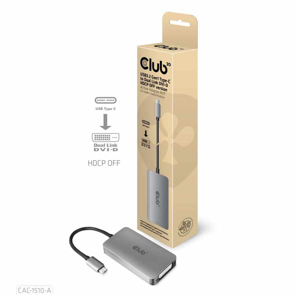 CAC1510A USB-C to DVI I Dual Link Support 4K30HZ Resolutions- HDCP OFF Gray