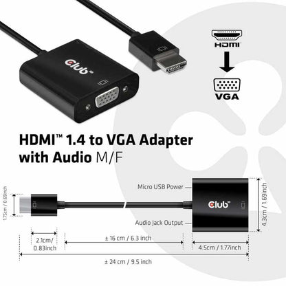 CAC1302 HDMI 1.4 TO VGA Active Adapter w/Audio M/F Black