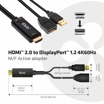 CAC1331 HDMI 2.0 TO DisplayPort 1.2 4K60HZ HDR M/F Active Adapter Black