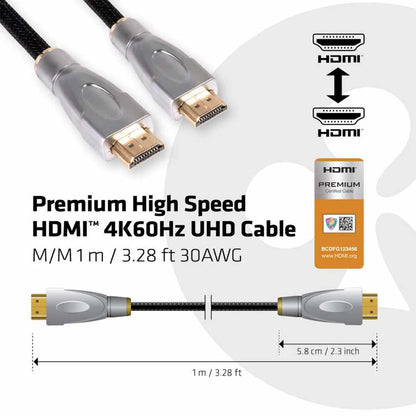 CAC1311 Premium High Speed HDMI 2.0 4K60Hz UHD Cable 1 m/3.28ft Black