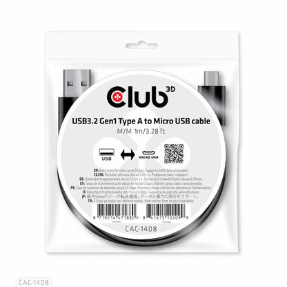CAC1408 USB-A 3.2 to Micro USB Cable M/M 1m/3.28ft Black