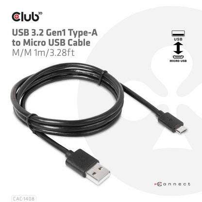 CAC1408 USB-A 3.2 to Micro USB Cable M/M 1m/3.28ft Black