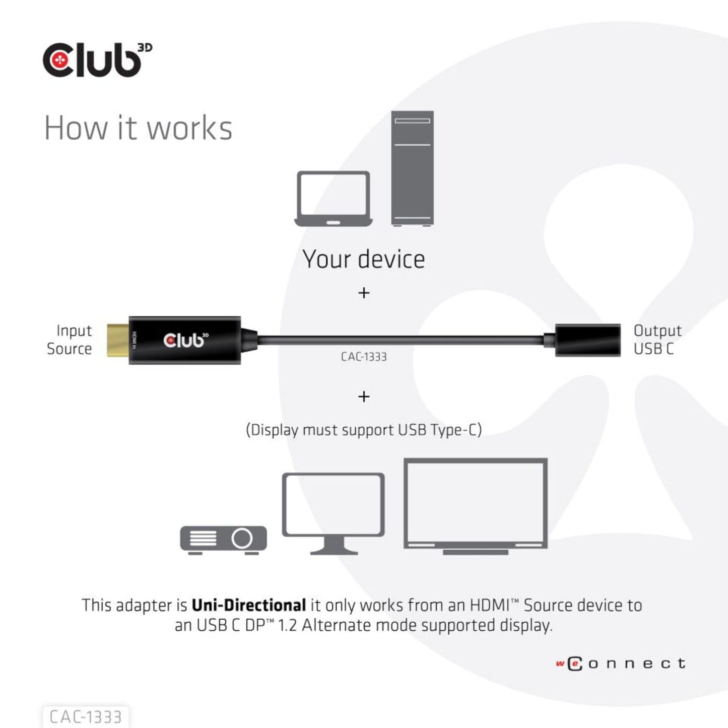 CAC1333 HDMI to USB-C 4K60Hz Active Adapter M/F Black