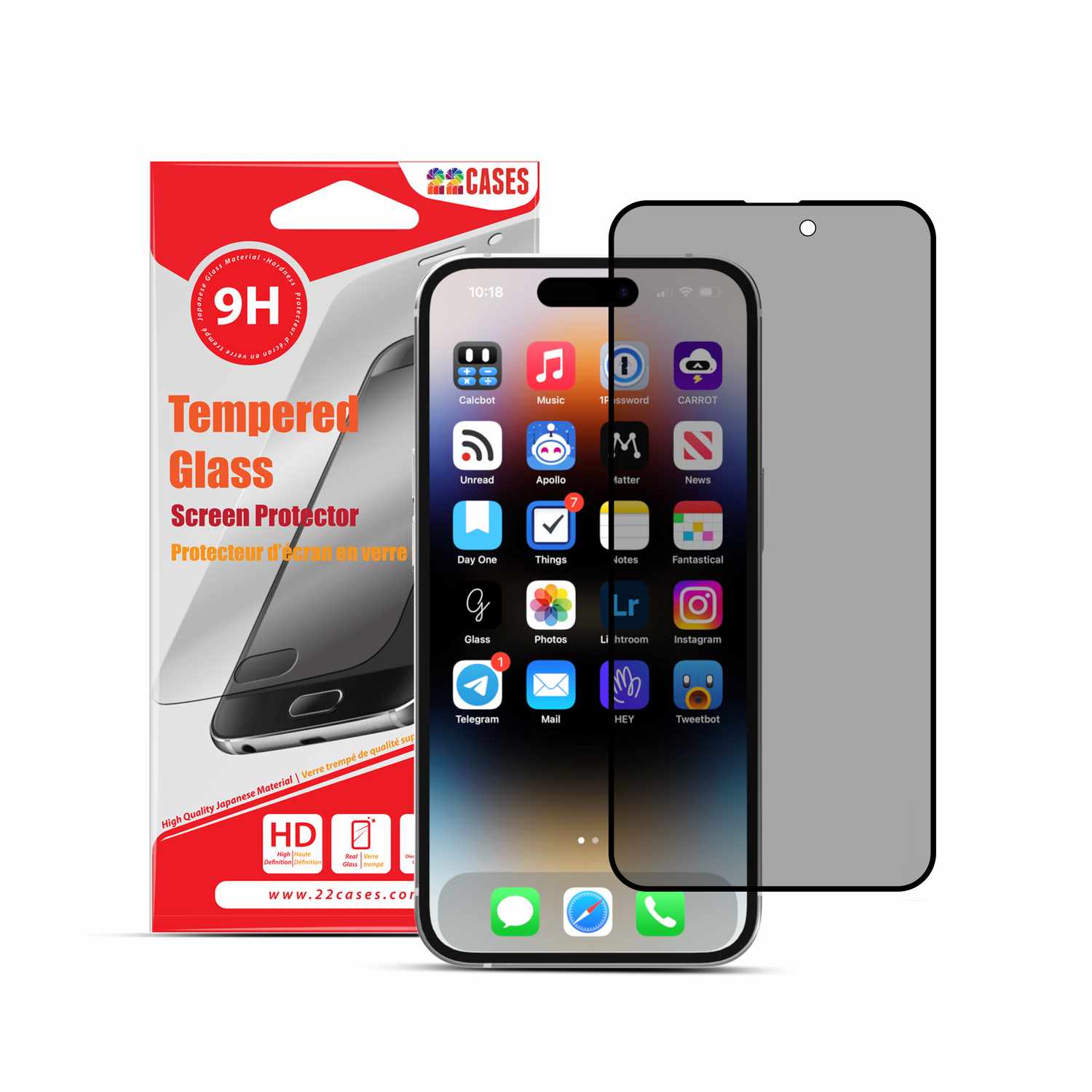 22 Cases Privacy Tempered Glass Screen Protector for iPhone 15 Pro Max