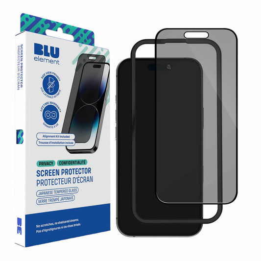 BEPGIKIP16PL Privacy Tempered Glass Screen Protector w/Installation Kit iPhone 16 Plus/15 Plus