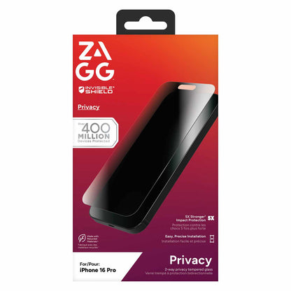 200114868 InvisibleShield Glass Elite 2-Way Privacy Screen Protector iPhone 16 Pro
