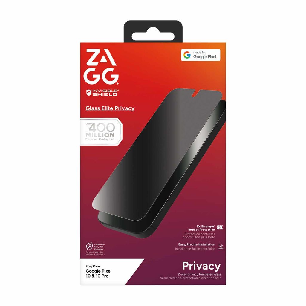 ZAGG InvisibleShield Glass Elite 2-Way Privacy Screen Protector for Google Pixel 10/10 Pro