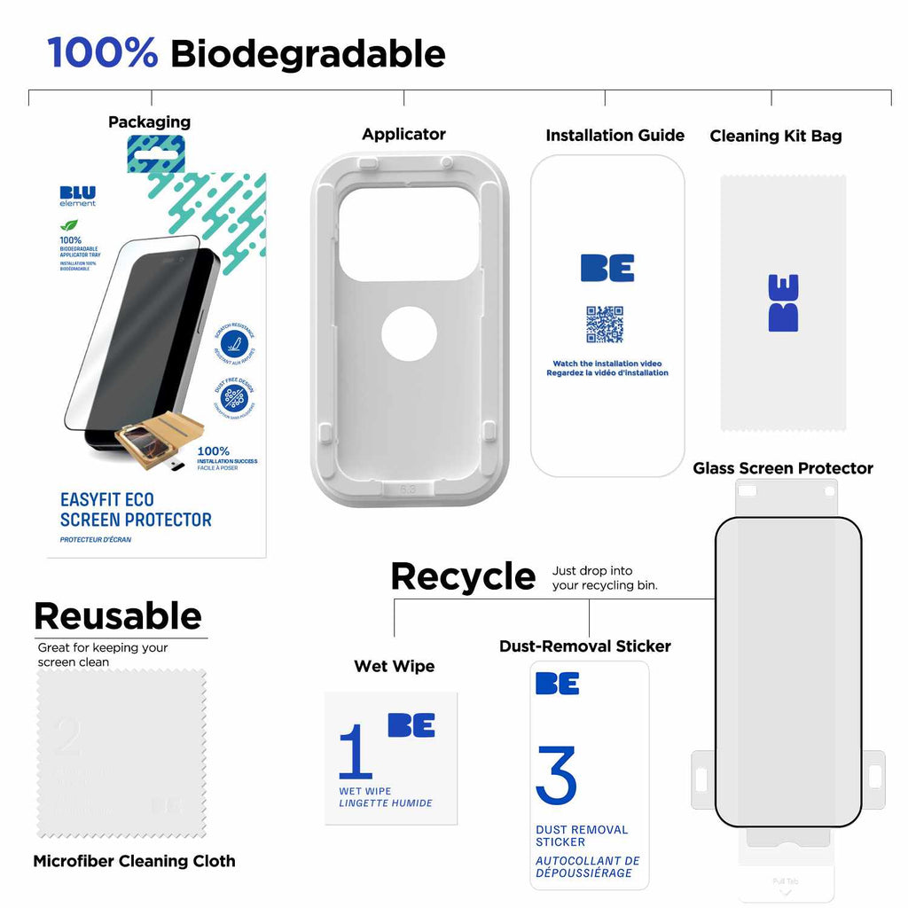 Blu Element EasyFit Privacy Eco Screen Protector for iPhone 17 Pro Max/iPhone 16 Pro Max