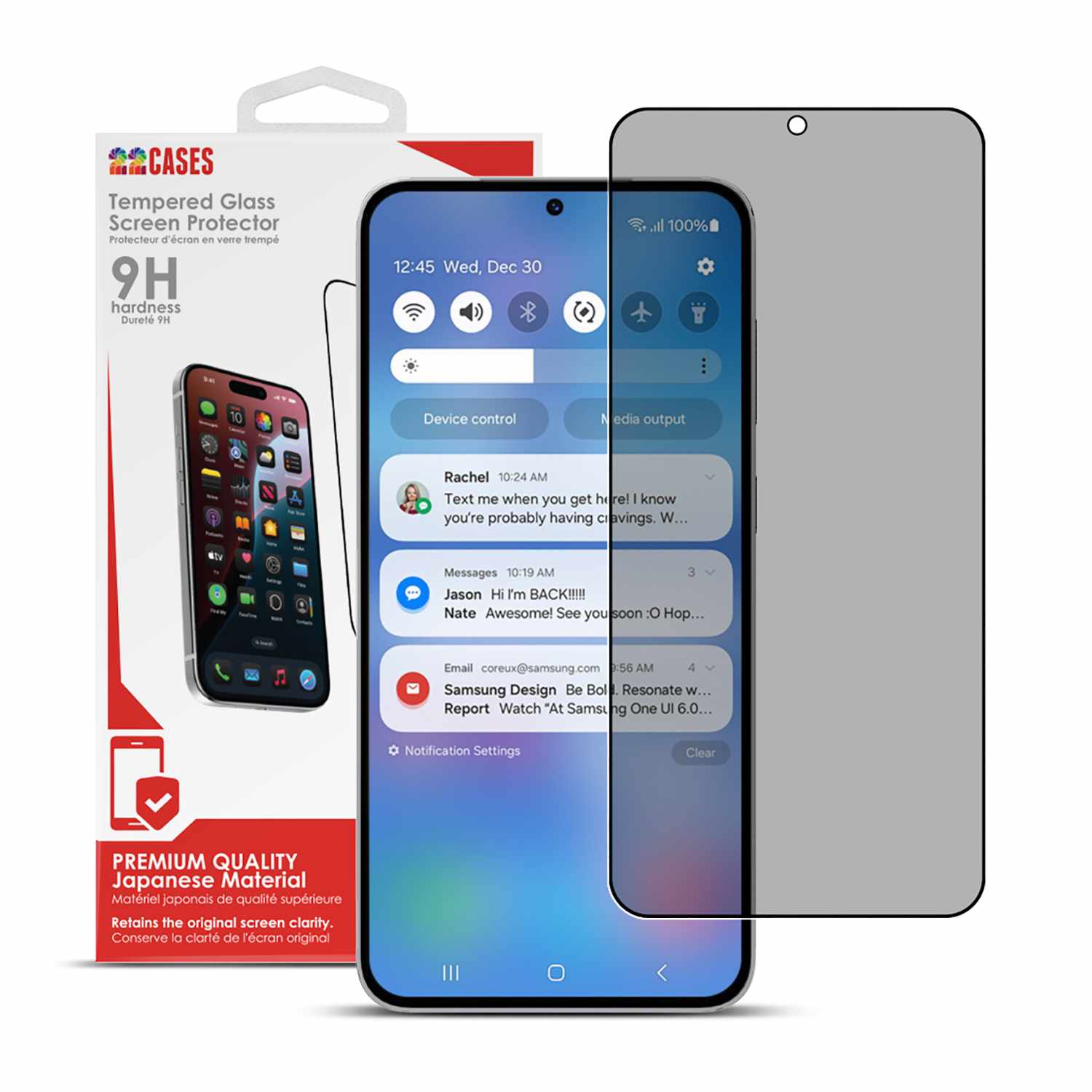 22 Cases Privacy Tempered Glass Screen Protector for Samsung Galaxy S26+